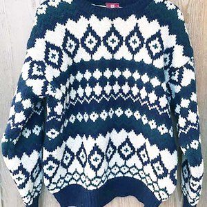 Men's Sweater - Nordstrom - 100% Wool - Shetland - Blue, Green, Dusty White - M